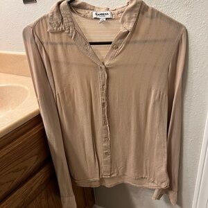Express Women's Beige Button-Down Shirt